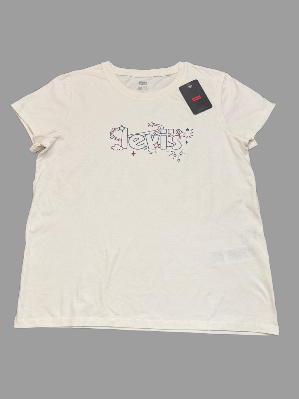 Levi's Cream Tee with Red Logo Tag